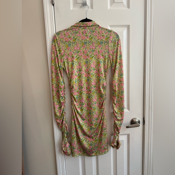 HOUSE OF CB Martinique Vintage Floral Mini Shirt Dress Size Small - Picture 4 of 6